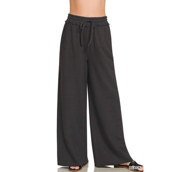 Zenana Outfitters Pants - Zenana French Terry Wide Leg Sweatpants - Small